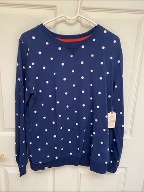 St. John's Bay Navy Polka Dot Crewneck Sweatshirt
